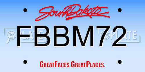 FBBM72 South Dakota License Plate