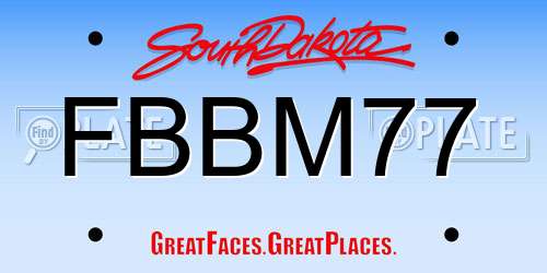 FBBM77 South Dakota License Plate