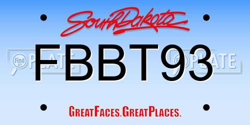 FBBT93 South Dakota License Plate