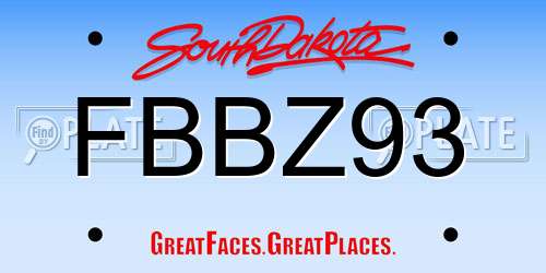 FBBZ93 South Dakota License Plate