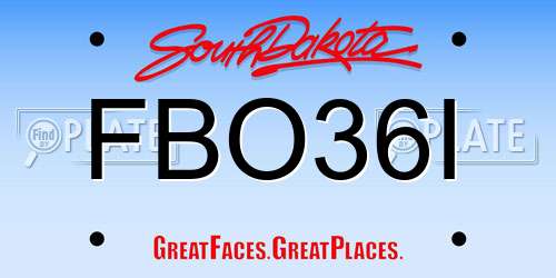 FBO36I South Dakota License Plate