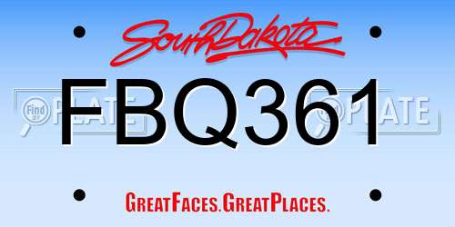 FBQ361 South Dakota License Plate