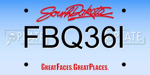 FBQ36I South Dakota License Plate