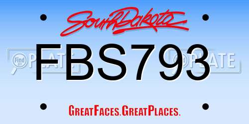 FBS793 South Dakota License Plate