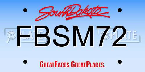 FBSM72 South Dakota License Plate