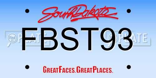 FBST93 South Dakota License Plate