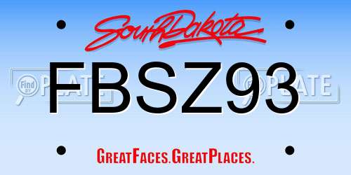 FBSZ93 South Dakota License Plate