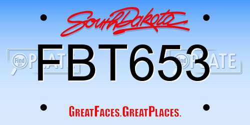 FBT653 South Dakota License Plate