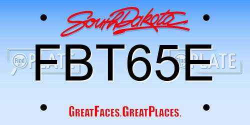 FBT65E South Dakota License Plate