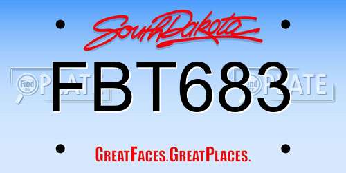 FBT683 South Dakota License Plate