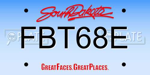 FBT68E South Dakota License Plate