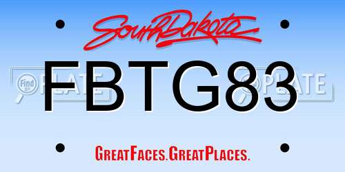 FBTG83 South Dakota License Plate
