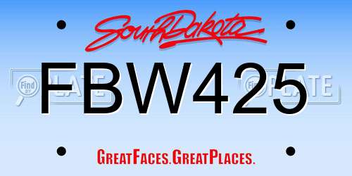 FBW425 South Dakota License Plate