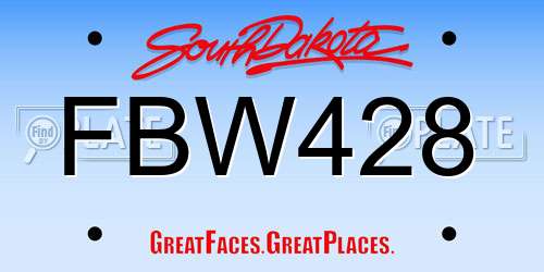 FBW428 South Dakota License Plate