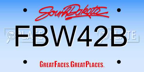 FBW42B South Dakota License Plate