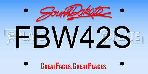 FBW42S South Dakota License Plate