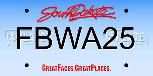 FBWA25 South Dakota License Plate