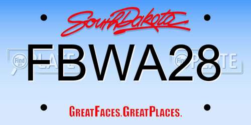 FBWA28 South Dakota License Plate