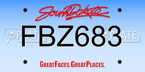 FBZ683 South Dakota License Plate