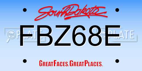 FBZ68E South Dakota License Plate