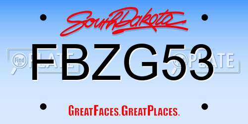 FBZG53 South Dakota License Plate