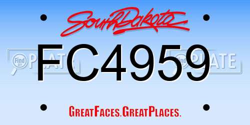 FC4959 South Dakota License Plate