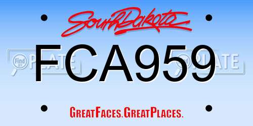 FCA959 South Dakota License Plate