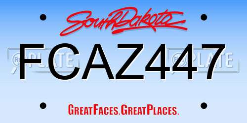 FCAZ447 South Dakota License Plate