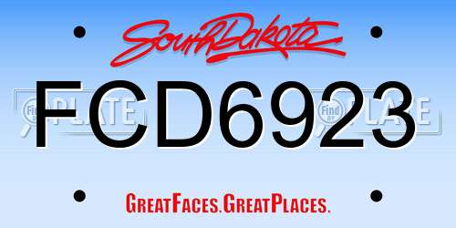 FCD6923 South Dakota License Plate