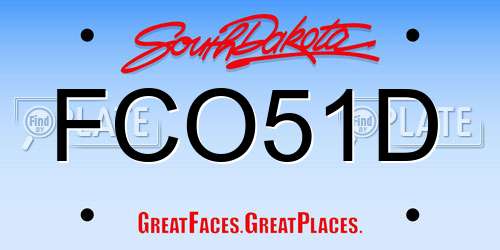 FCO51D South Dakota License Plate