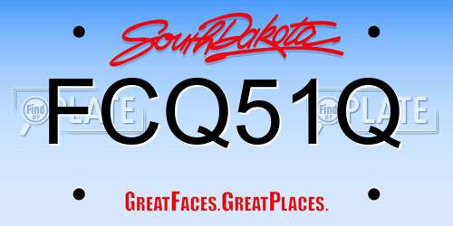 FCQ51Q South Dakota License Plate
