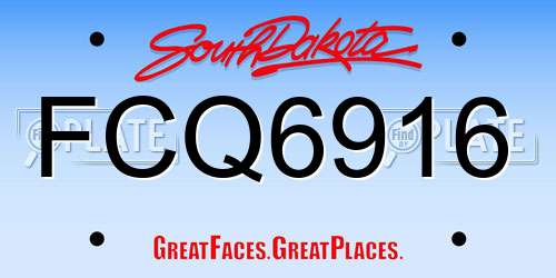 FCQ6916 South Dakota License Plate
