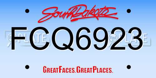 FCQ6923 South Dakota License Plate
