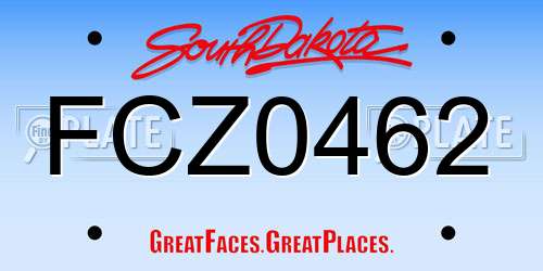 FCZ0462 South Dakota License Plate