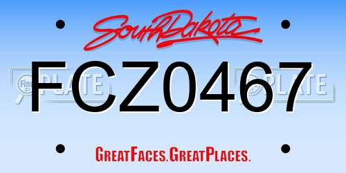 FCZ0467 South Dakota License Plate