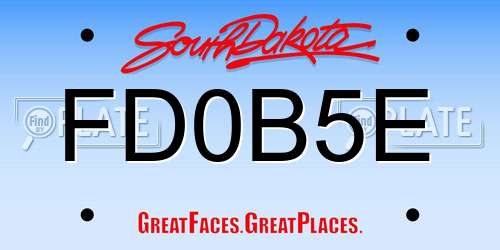 FD0B5E South Dakota License Plate