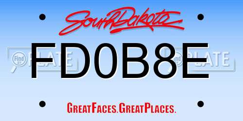 FD0B8E South Dakota License Plate