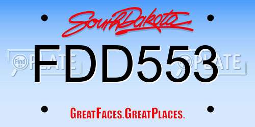 FDD553 South Dakota License Plate
