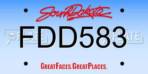 FDD583 South Dakota License Plate