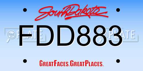 FDD883 South Dakota License Plate