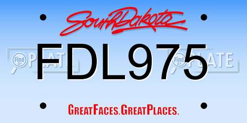 FDL975 South Dakota License Plate
