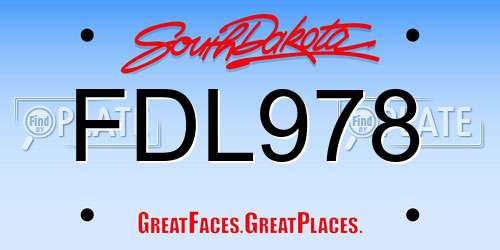 FDL978 South Dakota License Plate