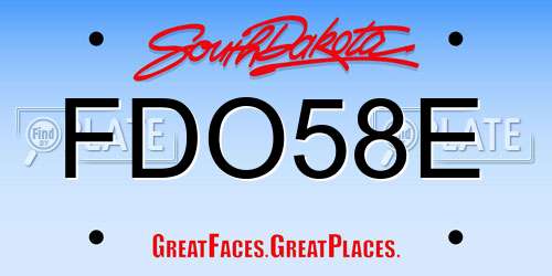FDO58E South Dakota License Plate
