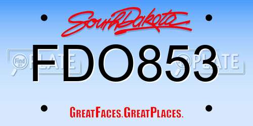 FDO853 South Dakota License Plate