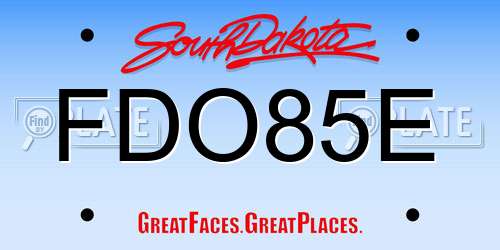 FDO85E South Dakota License Plate