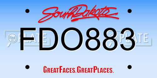 FDO883 South Dakota License Plate