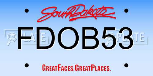 FDOB53 South Dakota License Plate