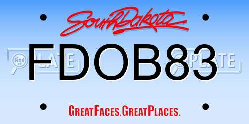 FDOB83 South Dakota License Plate