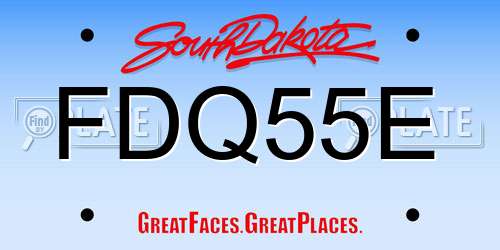FDQ55E South Dakota License Plate