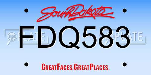 FDQ583 South Dakota License Plate
